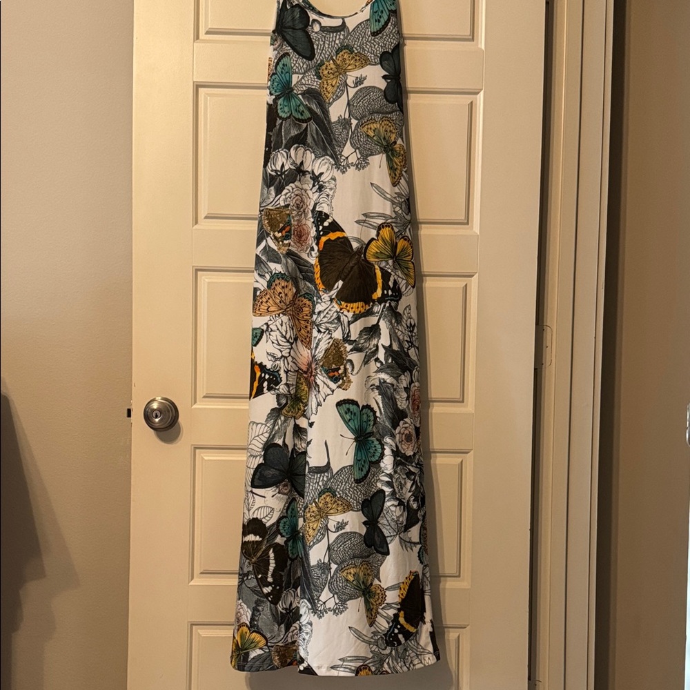 Floral Butterfly Print Maxi Dress